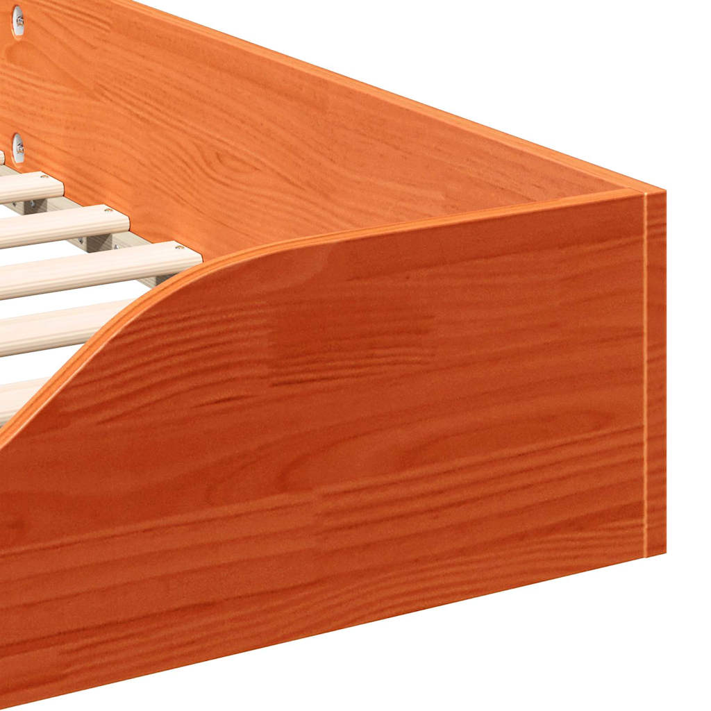 Bodenbettgestell Wachsbraun 90 x 220 cm Massivholz Kiefer